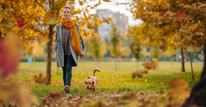 Spaziergängerin mit Hund