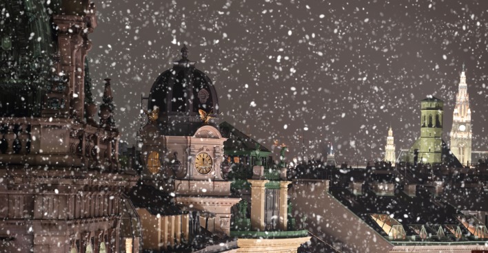 Schneeflocken über Wien