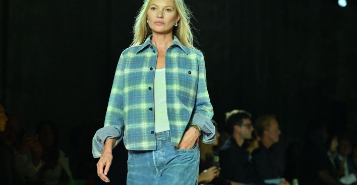 Kate Moss am Laufsteg für Bottega Veneta