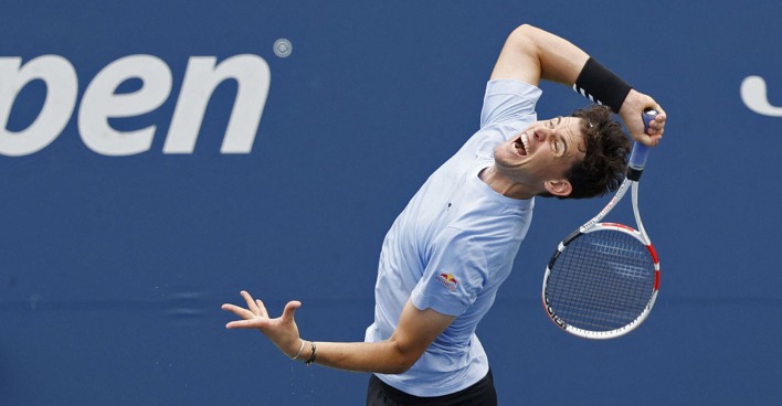 Dominic Thiem bei seinem Erstrundematch bei den US Open gegen Alexander Bublik
