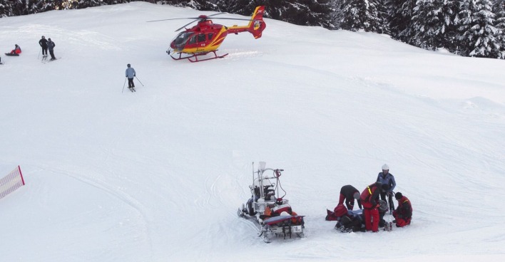 Rettungsaktion auf einer Skipiste