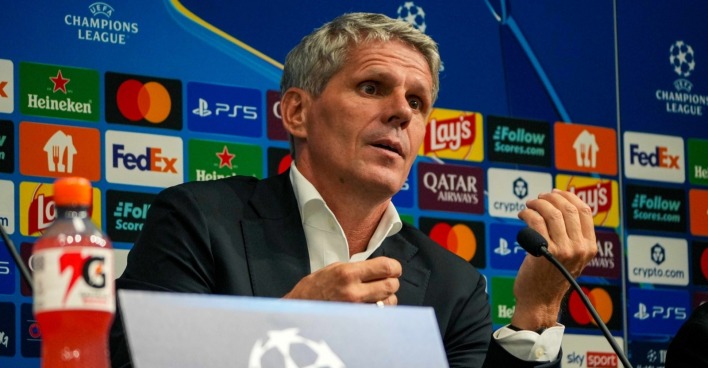 Dietmar Kühbauer (Trainer LASK Linz) bei der Pressekonferenz nach dem Sensationssieg in der CL.