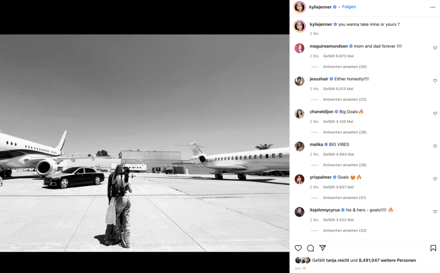Screenshot von Kylie Jenners Instagram-Post