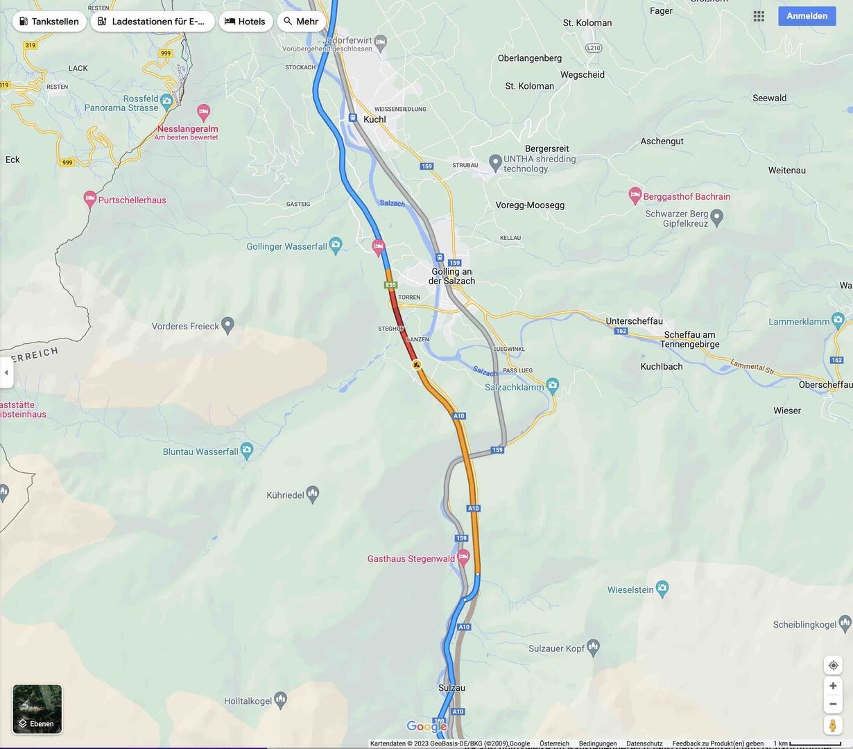 Google Maps-Karte von der A10