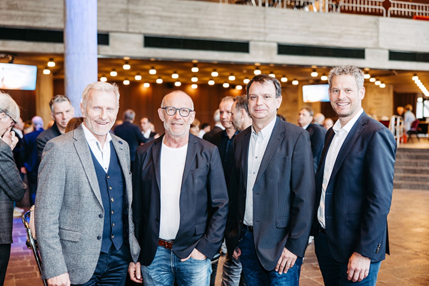 Pius Nachbar (Österr. Wachdienst), Franz Kopf (Kopf Kies + Beton), Philipp Tomaselli  (Tomaselli Gabriel Bau) und Markus Comploj  (Getzner Holding) (v. li.)