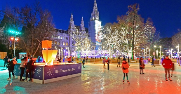 Eislaufen vor dem Wiener Rathaus
