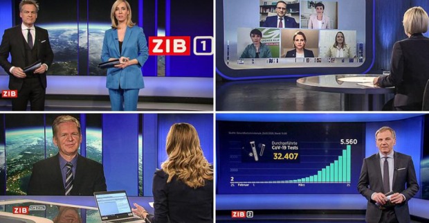 Vier Ausschnitte von ORF Sendungen zum Thema Corona