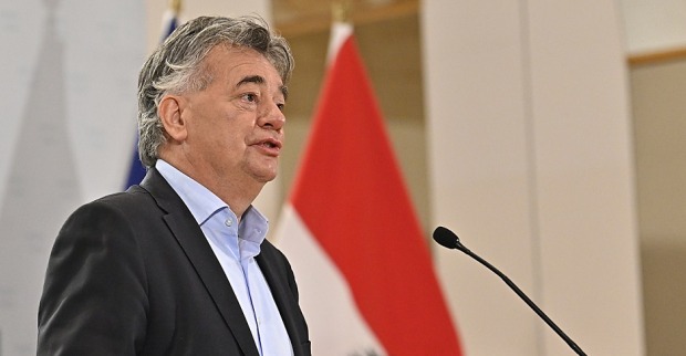 Vizekanzler Werner Kogler am Rednerpult bei einer Pressekonferenz