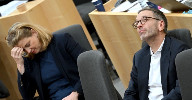 FPÖ-Bundesparteiobmann Herbert Kickl und Beate Meinl-Reisinger (NEOS)