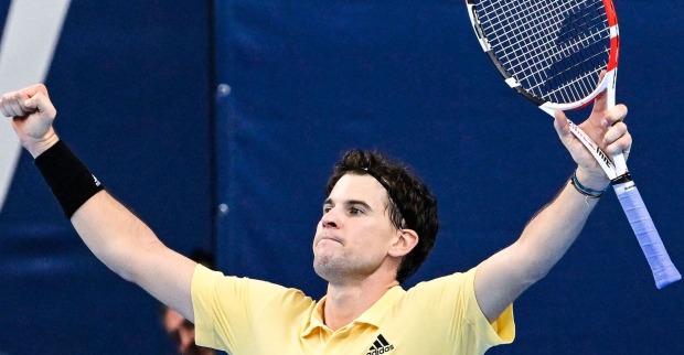 Tennis-Spieler Dominic Thiem jubelt über den Halbfinal-Einzug in Antwerpen