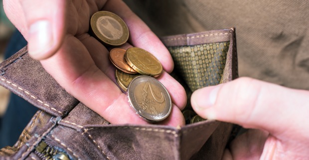 Geldbörse mit Münzen