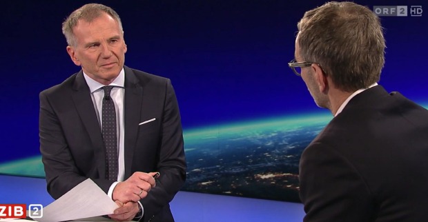Armin Wolf und Herbert Kickl im Studio der ZIB2
