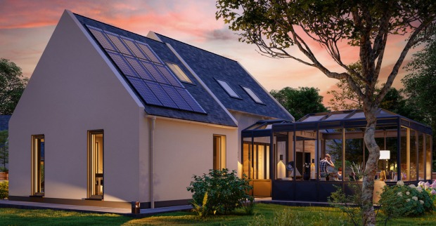 Haus mit Veranda in der Abenddämmerung | Credit: iStock.com/Franck-Boston
