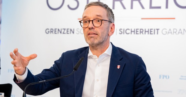FPÖ-Chef Herbert Kickl im Rahmen einer Pressekonferenz zum Thema illegale Migration