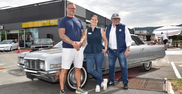 Die Organisatoren: Josef Krammes (LaKaZe-Leiter), Sarah Schnell (Auto Gerster Marketing), Fritz Schenk (Vlbg. Motor Veteranen Club)