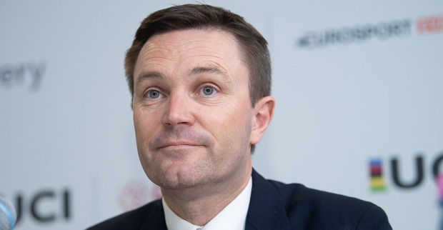 UCI-Präsident David Lappartient im Rahmen einer Pressekonferenz