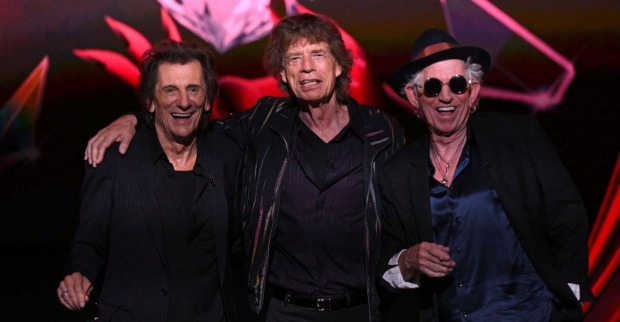 Ron Wood, Mick Jagger und Keith Richards in London.