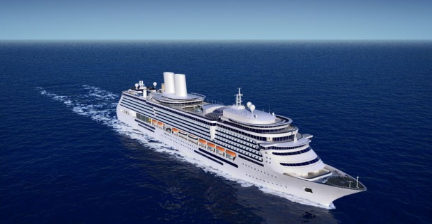 Ein Kreuzfahrtschiff im Ozean.