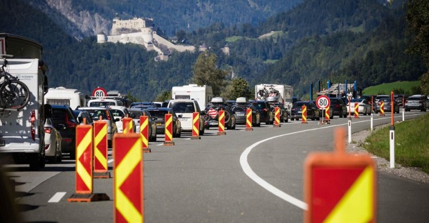 Stau auf der A10 in Salzburg