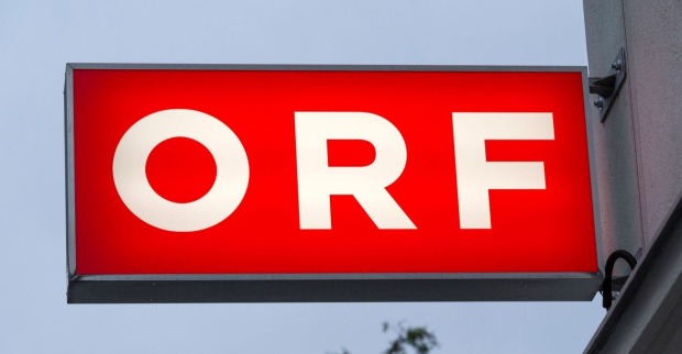 Das ORF Logo an einem Gebäude