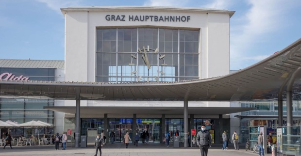 Der Grazer Hauptbahnhof von außen