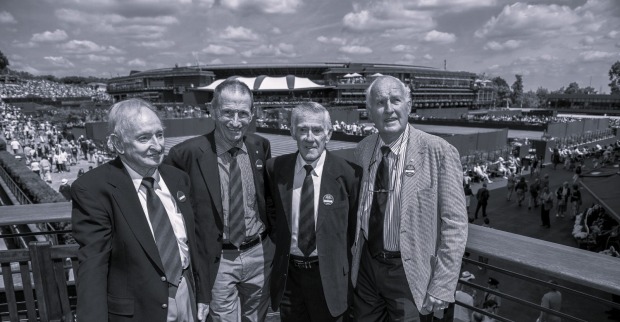 John Newcombe, Ken Rosewall, Rod Laver, Ashley Cooper und Neale Fraser