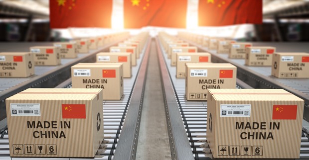 Bild von Paketband mit Kartons mit Aufschrift China
