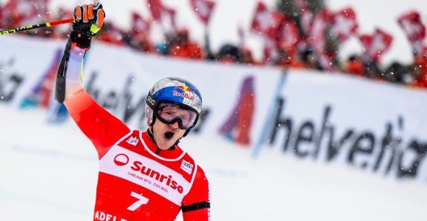 Marco Odermatt während dem Riesenslalom von Adelboden