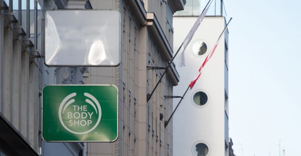 Tafel einer The Body Shop Filiale in Wien