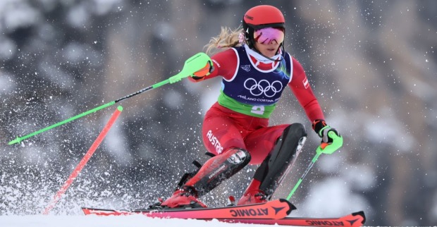 Katharina Huber im Slalom der Olympia-Kombination der Damen