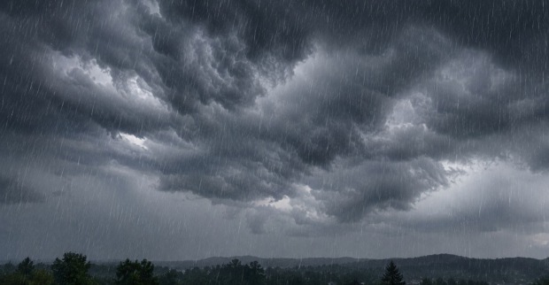 Regenwolken und Regenschauer als Themenbild für das Wetter in Österreich