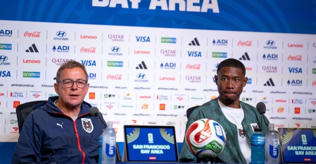 Ralf Rangnick und David Alaba vor dem ersten WM-Spiel Österreichs gegen Jordanien.