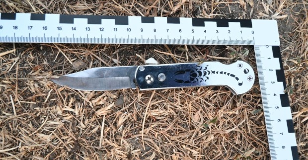 Klappmesser Tatwaffe Wien Messerstecherei Favoriten Polizei Beweisfoto Messer Länge Maßstab