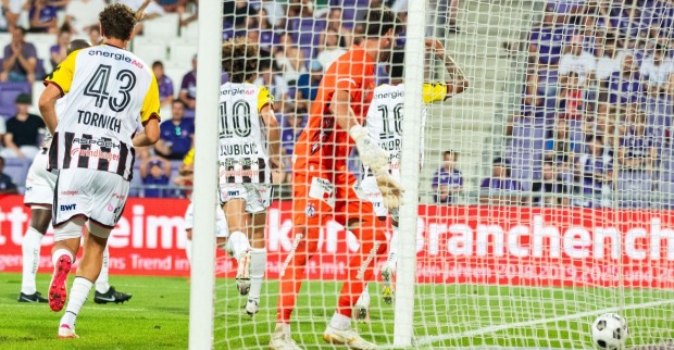 Torjubel von Andres Andrade (LASK) nach seinem Tor zum 1:0 am Sonntag, 09. August 2026, während der Admiral Bundesliga-Begegnung, 2. Runde, zwischen FK Austria Wien und dem LASK in Wien