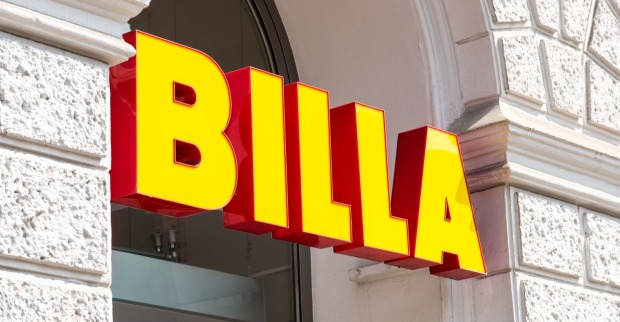 Billa-Filiale mit BILLA-Logo zum Rückruf des Hühneraufstrichs BILLA Immer Gut wegen erhöhtem Bisphenol-A-Gehalt.