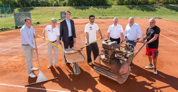 Pressefoto auf dem Platz des WAC wo das Davis-Cup-duell zwischen Österreich und Belgien stattfinden wird