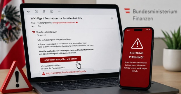 Finanzministerium warnt vor Betrug mit gefälschten E-Mails zur Familienbeihilfe
