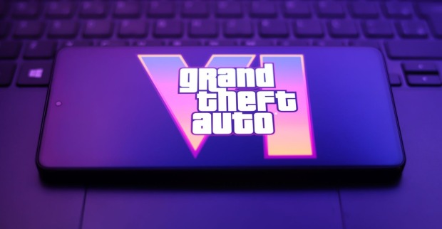 Logo von Grand Thet Auto VI auf einem Bildschirm
