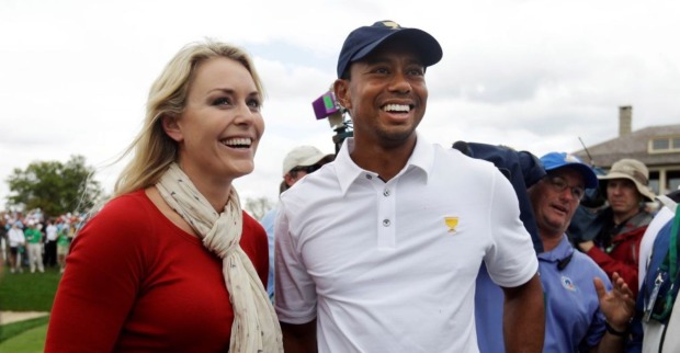 Lindsey Vonn und Tiger Woods während ihrer Beziehung bei einem gemeinsamen öffentlichen Auftritt.