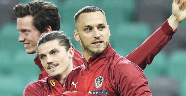 Marko Arnautovic im ÖFB-Training vor seinem Rücktritt aus dem Nationalteam, Michael Gregoritsch wird neuer Kapitän Österreichs.