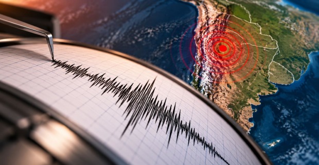 Seismograf zeichnet ein starkes Erdbeben in Argentinien auf.