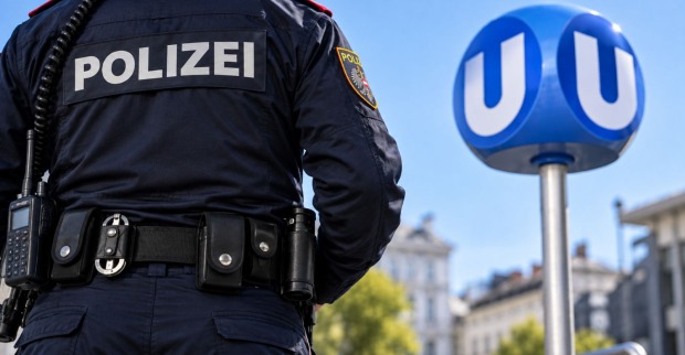 Polizist in Wien bei einer Wiener U-Bahn-Station