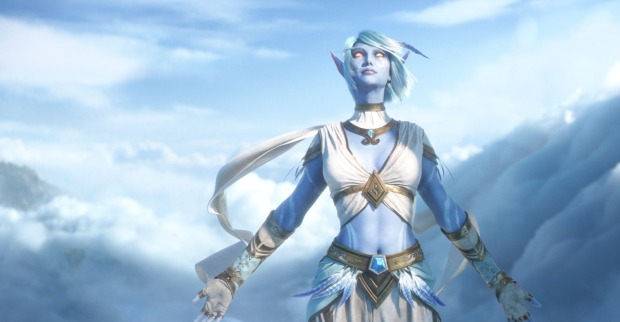 Himmelsgeborene aus WoW Forever vor der Landschaft von Zephras