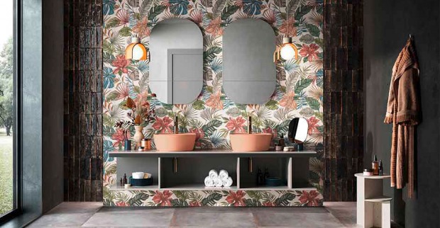 Badezimmer mit auffälligen Wand-Designs | Credit: Fliesendorf